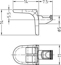Sketch Shelf support with1spigot D5