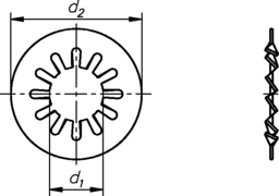 Esquisse Rondelle à dents forme J DIN 6797