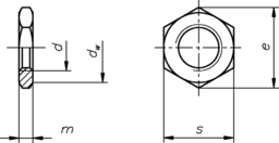 Esquisse Ecrou hexagonal bas DIN 936