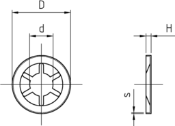 Skizze Sicherungsscheiben Federstahl, ohne Kappen
