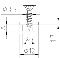 Schizzo KS-Hülsen mit großem Rand (für Glastüren) und vormontierter Rückwandschraube verzinkt 3,5 x 17 mm