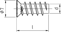 Sketch Euroschrauben Senkkopf Kreuzschlitz-Z, Kopf-D 7 mm Grobgewinde (für Laufschienen)