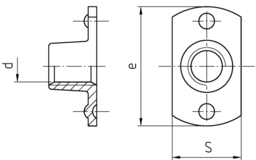 Skizze Anschweißmuttern mit durchgehendem Gewinde Schweißwarzen oben