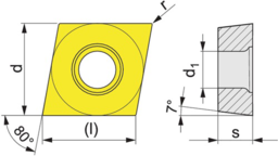 Esquisse Wendeschneidplatte CCMT 060204-F UNI Bea