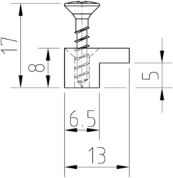 Schizzo KS-Spiegelhalter D-13 mm für 5 mm Materialstärke mit vormontierter Spanplattenschraube
