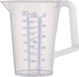 Articolo immagine Messbecher 0,5l blau bedruckte Skala PP
