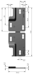 Schizzo Aufhängeschiene WP5 hohe Belastbarkeit, geeignet für Schrankaufhänger LIBRA H1, H2, H3, H6 und CH