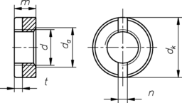 Esquisse rainure d'écrou DIN 546