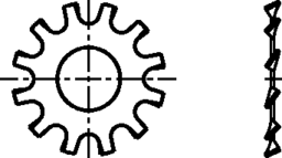 Croquis 2 Rondelle à dents forme A DIN 6797