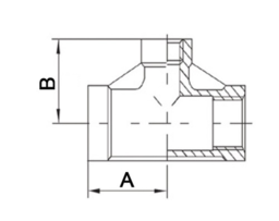Schizzo T-Stück EN 10226-1 NPS 3/4 Zoll NPS2 1/2