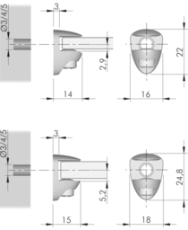 Esquisse Glasbodenträger Cobra zum Anschrauben, mit KS-Sicherungsschraube, für Glasböden