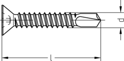 Skizze JD-20 Fensterbauschrauben mit Bohrspitze, Senkkopf-H