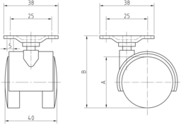 Schizzo Furniture castor w.metal plate