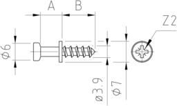 Sketch Eurobolzen Stahl Kopfdurchmesser 6 mm mit Kreuzschlitz für 3 mm Lochreihe