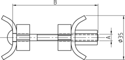 Schizzo Arbeitsplattenverbinder, montiert, mit zwei Montagehilfen, für Bohrungen Durchmesser 35mm