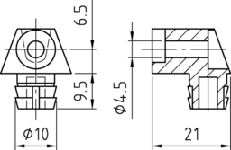 Schizzo Corner connector w.tenon D10