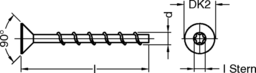 Skizze TSM-Betonschrauben B Senkkopf I-Stern