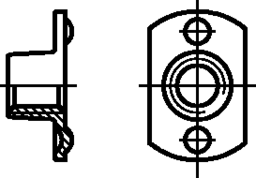 Skizze 2 Anschweißmuttern mit durchgehendem Gewinde Schweißwarzen unten