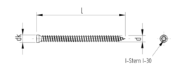 Schizzo Rahmenschrauben Zylinderkopf-ZK 8,5 mm und I-Stern I30 (für Holz-Profile)