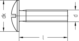 Skizze Flachrundschrauben ohne Vierkantansatz mit Schlitz im Kopf o.Mu 4.6