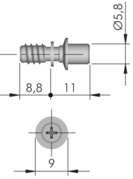 Sketch Verbindungsbolzen mit Eurogewinde für 5 mm Bohrung, für Verbindungsbeschlag Flipper