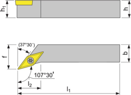 Schizzo Klemmdrehhalter SVHCL 2525 M16 li. vern.