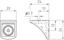 Schizzo Corner connector+cover+2drill