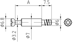 Skizze Eurobolzen Stahl mit Kreuzschlitz Gewindelänge 7,5 - 8 mm