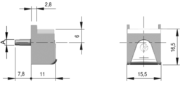 Sketch Glass shelf support KUBIC+1pin