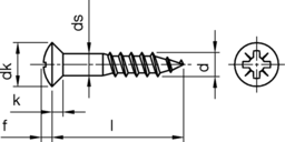 Esquisse Vis à bois à tête fraisée bombée a.KRZ-Z