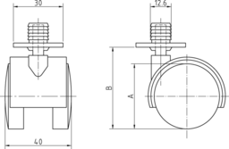 Schizzo Furniture castor+pin+socket