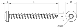 Esquisse JD Plus Holzbauschrauben Pan Head, I-Stern  A2